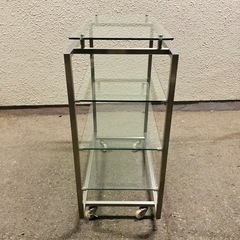 ガラス　オープンシェルフ　3段　オープンラック　キャスター付　店舗什器　在庫２点の画像