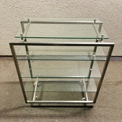 ガラス　オープンシェルフ　3段　オープンラック　キャスター付　店舗什器　在庫２点の画像