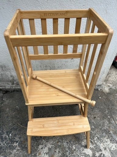美品‼️天然竹無垢材COSYLANDキッチンスツール　キッズ学習スツール?プロフ必読