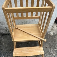 美品‼️天然竹無垢材COSYLANDキッチンスツール　キッズ学習スツール🍉プロフ必読の画像