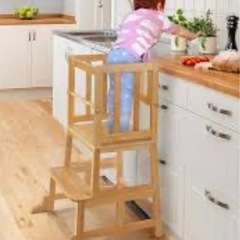 美品‼️天然竹無垢材COSYLANDキッチンスツール　キッズ学習スツール🍉プロフ必読の画像
