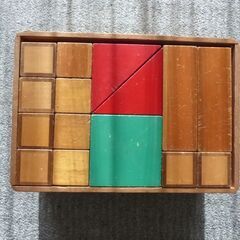 中古　木製つみき　積み木　NICHIGAN'S TOY　34ピース　ケース付きの画像