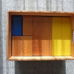 中古　木製つみき　積み木　NICHIGAN'S TOY　34ピース　ケース付きの画像