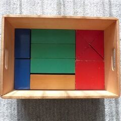 中古　木製つみき　積み木　NICHIGAN'S TOY　34ピース　ケース付きの画像