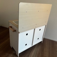 木製　おままごとキッチン　野菜や果物　鍋付き　の画像