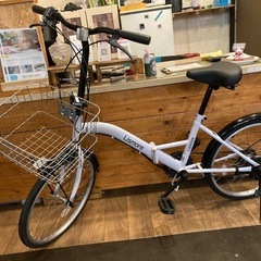 【チェーン新品！】6段変速　20インチ折りたたみ自転車　ホワイトの画像