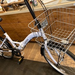 【チェーン新品！】6段変速　20インチ折りたたみ自転車　ホワイトの画像