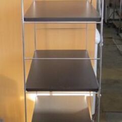 幅84㎝ 5段 ユニットシェルフ ステンレスフレーム 黒棚板 アジャスター付き オープンシェルフ 収納棚 収納家具 札幌の画像