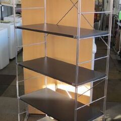 幅84㎝ 5段 ユニットシェルフ ステンレスフレーム 黒棚板 アジャスター付き オープンシェルフ 収納棚 収納家具 札幌の画像