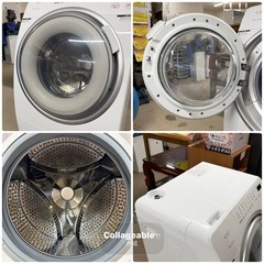 ①【新品同様‼️】ヤマダ電機 2025年製9.0/4.5kgドラム式洗濯乾燥機  RORO 自動お掃除機能 温水洗浄 ホワイト♪の画像