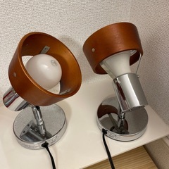 2個セット　木製シェード×クロームスタンド デスクライト（角度調整可）の画像