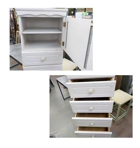 収納付きダストボックス 幅41㎝ 家具調 扉収納 引出し収納 フレンチカントリー シャビーシック 西岡店
