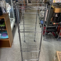 4段　メタルラック　スチールラック　キャスター付　棚　収納　便利　整理　ポール径19㎜　W740×D340×H1250　中古　④の画像
