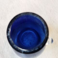 ガラスの花瓶 ブルー 花器 フラワーベース オブジェ 置物　/TJ-2681 2Fの画像