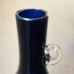 ガラスの花瓶 ブルー 花器 フラワーベース オブジェ 置物　/TJ-2681 2Fの画像