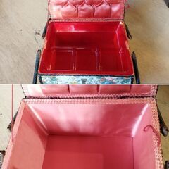 ヴィンテージ ソーイングボックス 裁縫箱 小物入れ 収納箱 レトロ 花柄　/TJ-2682 2Fの画像