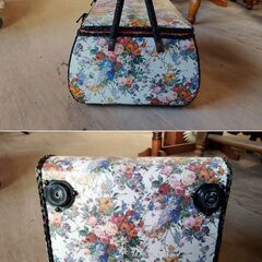 ヴィンテージ ソーイングボックス 裁縫箱 小物入れ 収納箱 レトロ 花柄　/TJ-2682 2Fの画像