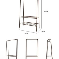 ハンガーラック スリム 2段 ホワイトの画像