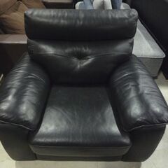 ② 複数在庫あり! 革製 1人掛けソファ 幅105cm ブラック ソファ 1Pソファ ソファー 札幌市東区 新道東店の画像