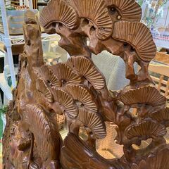 【愛品俱楽部柏店】衝立　一枚板　木製　 天然木　パーテーション　間仕切　鶴　松の画像