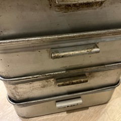 昭和レトロ アルミ 給食  箱  番重 収納箱 蓋付き 学校給食 アンティーク レトロ 什器の画像