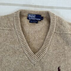 Polo  V字型セーター （ラムズウール）ブラウン色　メンズＬの画像