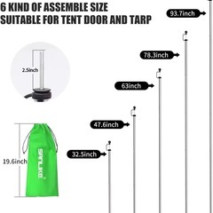 全長約230cm 収納袋付き　タープポール テントポール ステンレス サンライク SANLIK   の画像