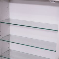 小型ショーケース 鍵付き 白 ホワイト ガラス棚 配達設置対応の画像