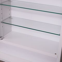 小型ショーケース 鍵付き 白 ホワイト ガラス棚 配達設置対応の画像