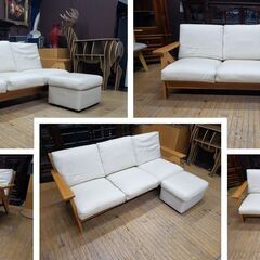 L3　コスガ 木枠ソファ オットマン付きの画像