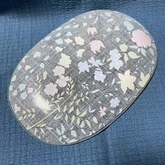 花柄オーバル型皿　ガラス皿　５枚セット 昭和レトロの画像