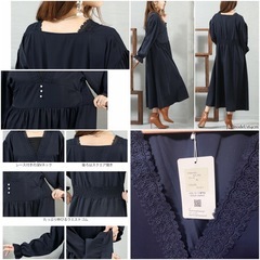 ゴールドジャパン レース Vネックワンピースの画像