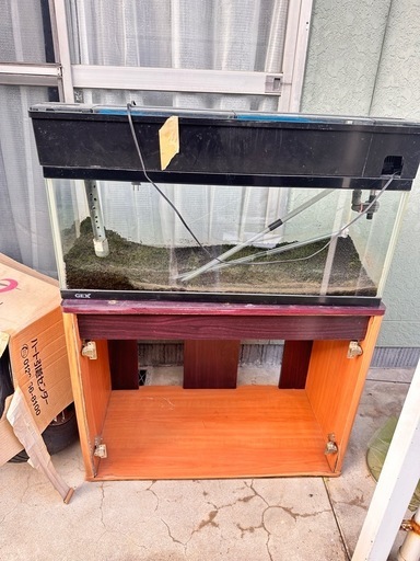 【水槽セット販売】90cm 水槽＋上部フィルター＋専用台＋底床付き　1万円