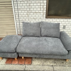 美品 Mellow オットマン付き 2人掛け カウチソファ グレーの画像