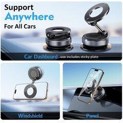 iPhone等に・・・ 新品未使用 車用マグネットスマホホルダー、吸盤付き車載電話マウント、Magセーフ、折りたたみ式磁気スマホスタンド 角度調節可能 車 等に・・・の画像