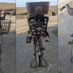 【無人取引】幼児2人乗せ ブリジストン yuuvi2 26インチ ３段変速 オートライト　マットショコラ　軽整備済み　スポーク新品の画像