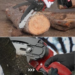 チェーンソー 充電式 電動 大容量バッテリー2個搭載 小型チェーンソー 21Vの画像