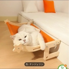 未使用⭐︎窓辺掛け木製キャットベッド＆パーチ - 日向ぼっこデッキ付きの画像