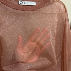 ZARAピンクラメシアーブラウスの画像