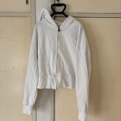 SSENTIEL by AUMNIE ホワイト クロップドパーカー Lの画像