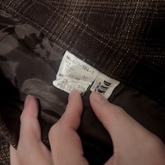 ブラウン チェック ロングスカート 67cm 秋冬用 レディースの画像