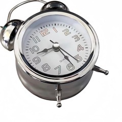 目覚まし時計 アラーム 小型 大音量 ツインベル アナログ 静音 シルバーの画像