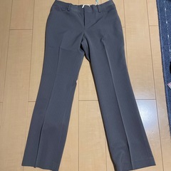 クリーニング済◎【スーツ 3点セット グレー ストライプ】の画像