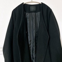 KBF ノーカラーコート ロング　ダブルボタン ウール混 　 の画像