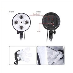 定常光ライトセット 証明14点キット ソフトボックス 電球ソケット 45W電球 ライトスタンド キャリングバッグ付きの画像