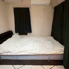 ニトリセミダブルベッドフレーム(グラン 引出し付き/DBR)　の画像