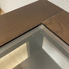 センターテーブル 伸縮 リビングテーブル ガラス天板 木目の画像