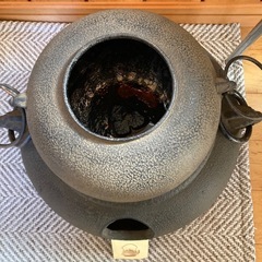 鉄鬼面風炉釜 茶釜 三脚 茶道具 あじろ鉄瓶　工芸品の画像