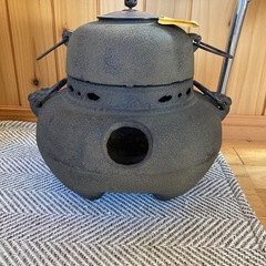 鉄鬼面風炉釜 茶釜 三脚 茶道具 あじろ鉄瓶　工芸品の画像