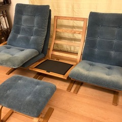 【FUJII FURNITURE/富士ファニチア】名作 Agio 3人掛けソファ＋オットマンセットの画像